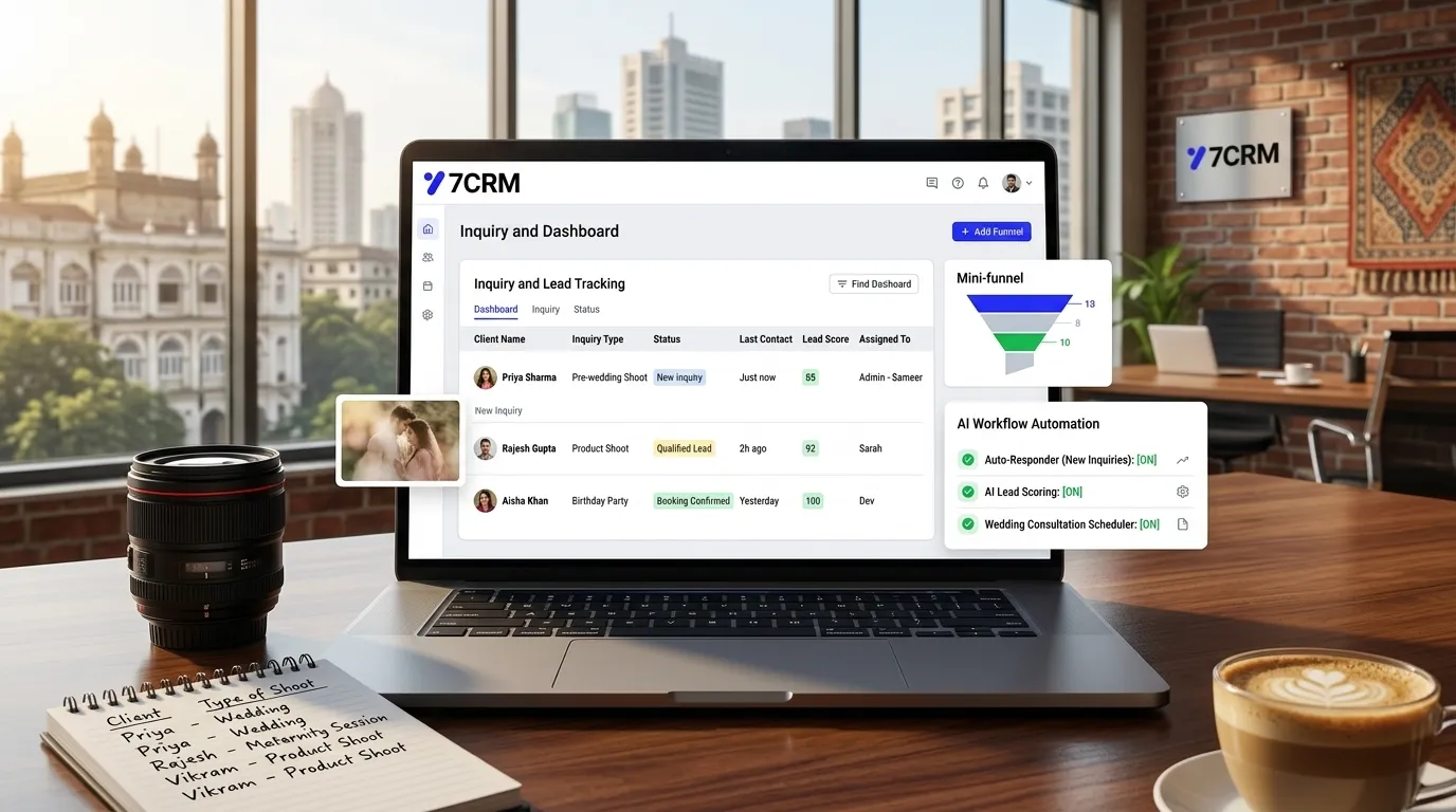 7CRM lead tracking system for Indian photography businesses