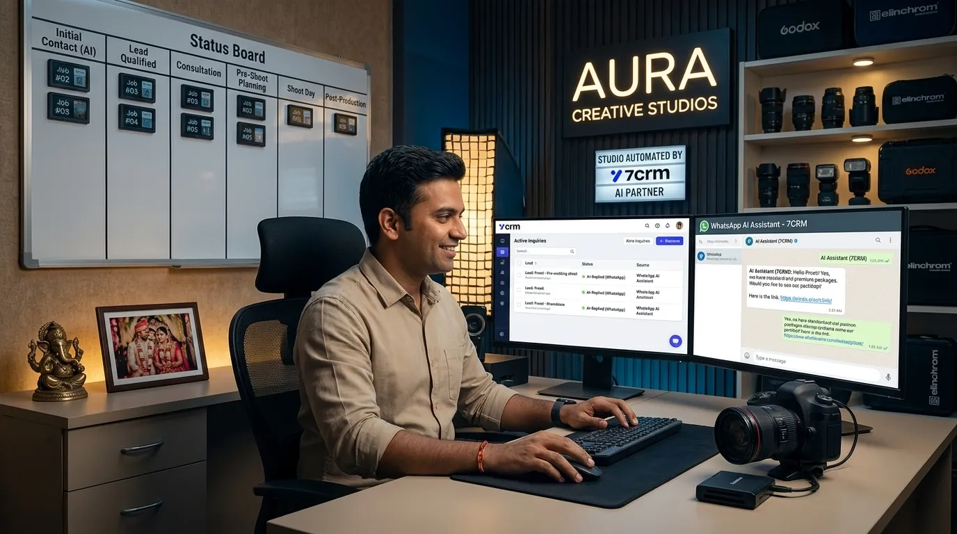 Indian photography studio AI automation workflow using 7CRM