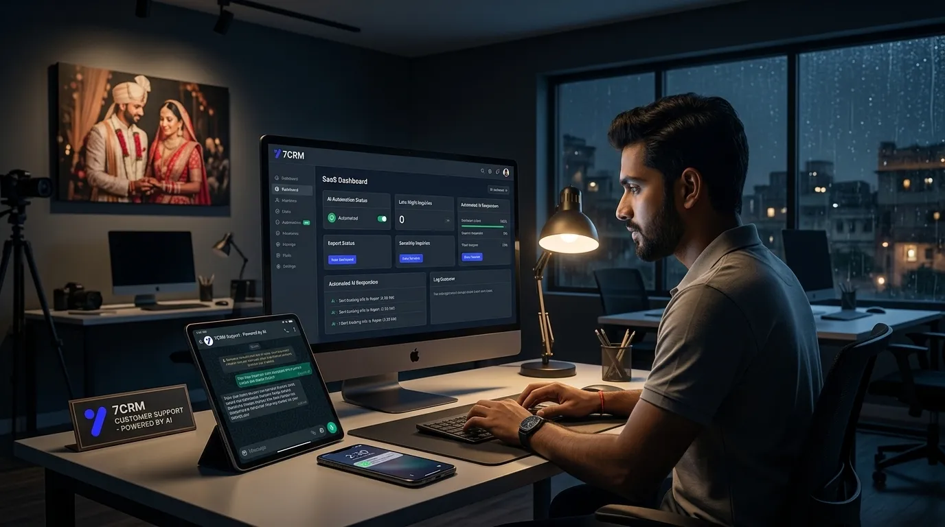 Indian photography studio support dashboard powered by 7CRM AI automation