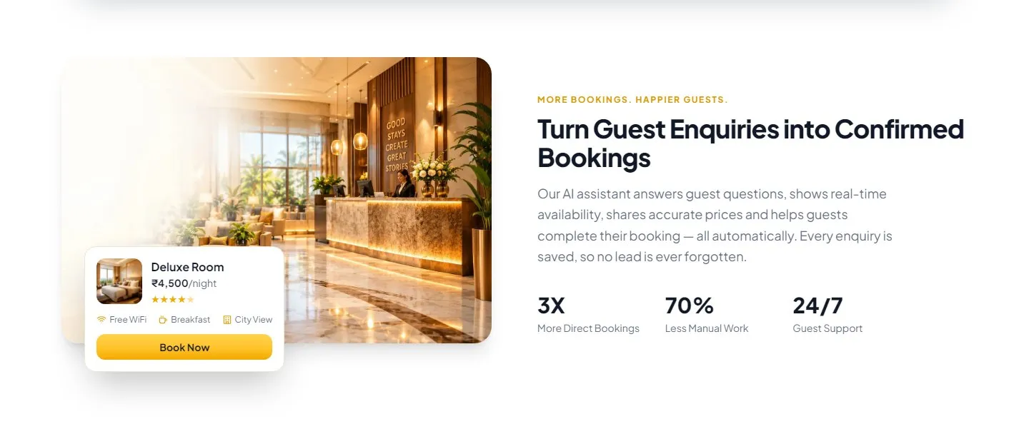 Turn guest enquiries into confirmed bookings with HotelBee