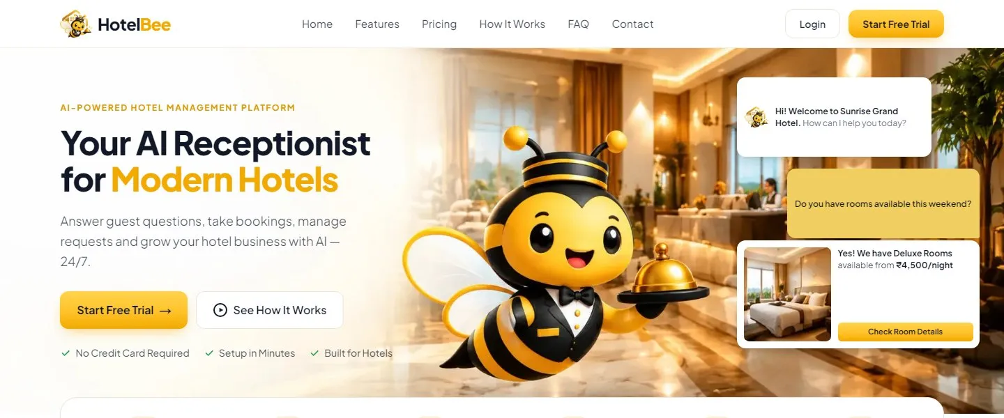The HotelBee AI receptionist for modern hotels