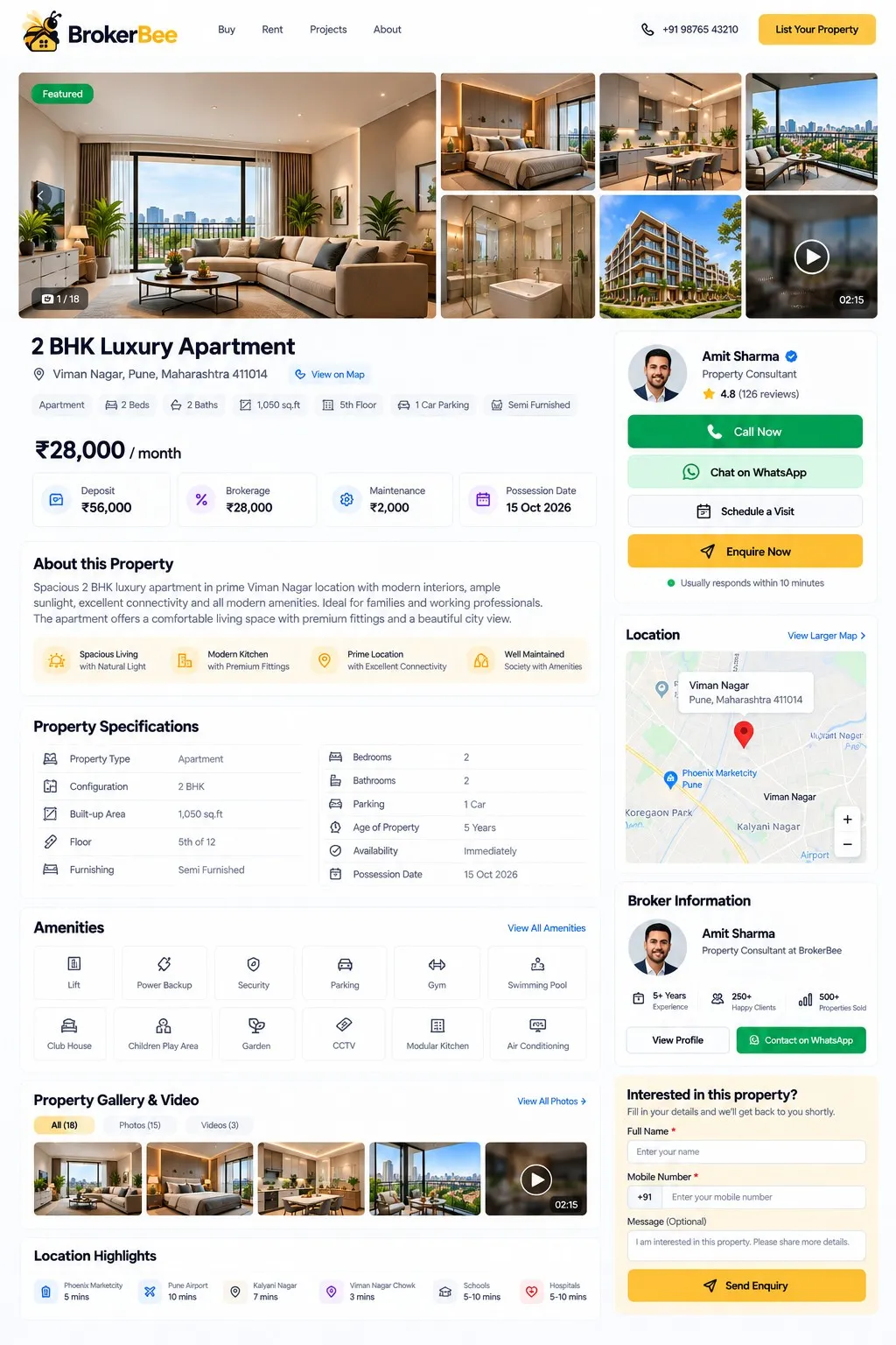 BrokerBee public property page with photos, price and schedule visit button