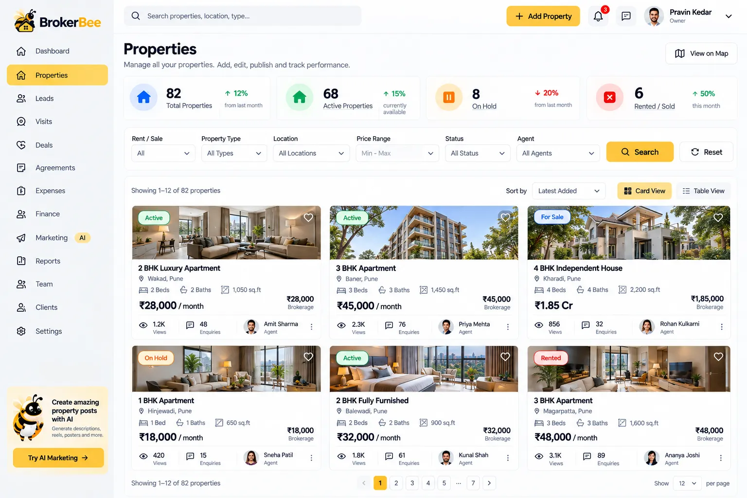 BrokerBee property management design