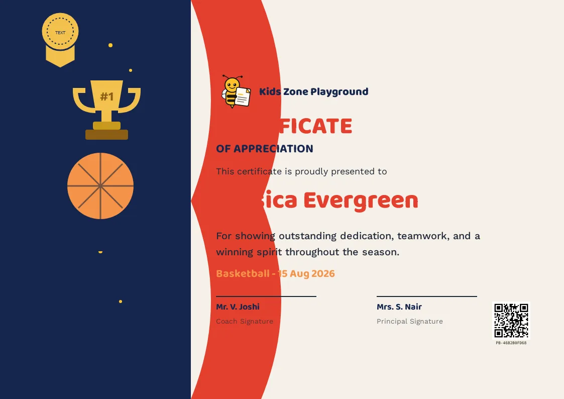 Certificate of achievement generated with PaperBee