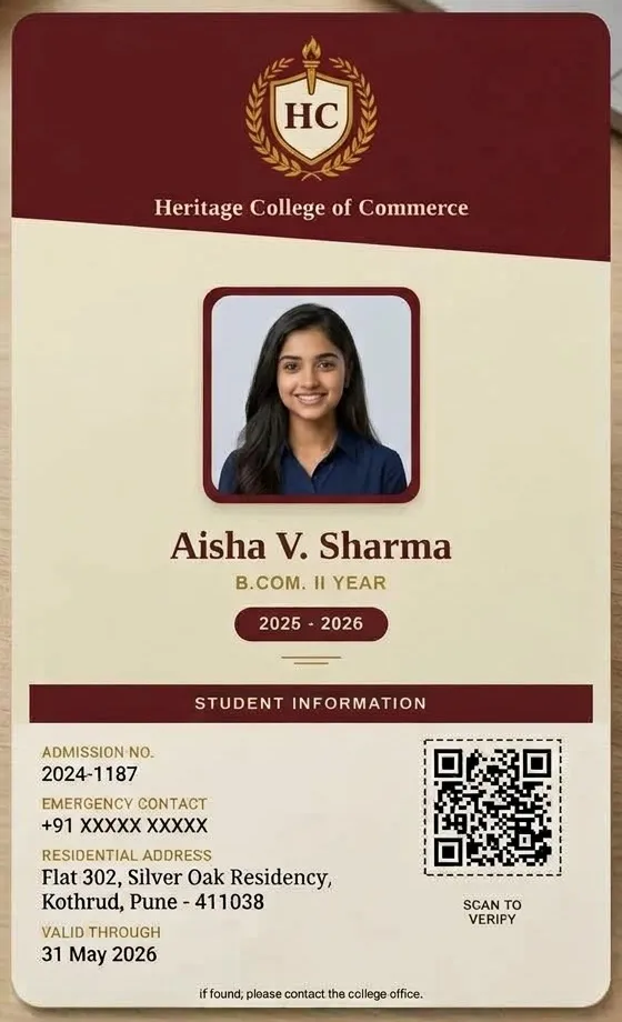 Student ID card with verification QR code generated with PaperBee